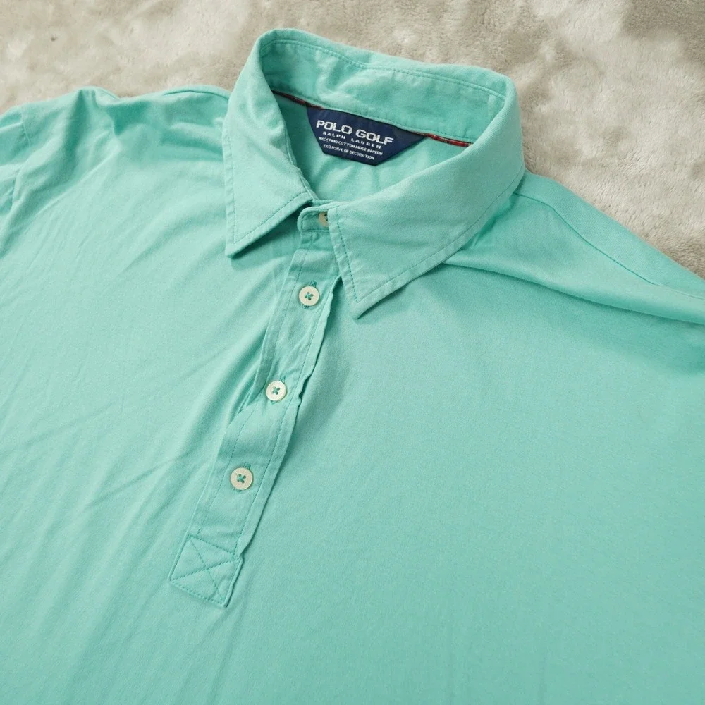 Polo Golf Ralph Lauren Polo Shirt Men's Large Aqua Preppy Golf Pima Cotton